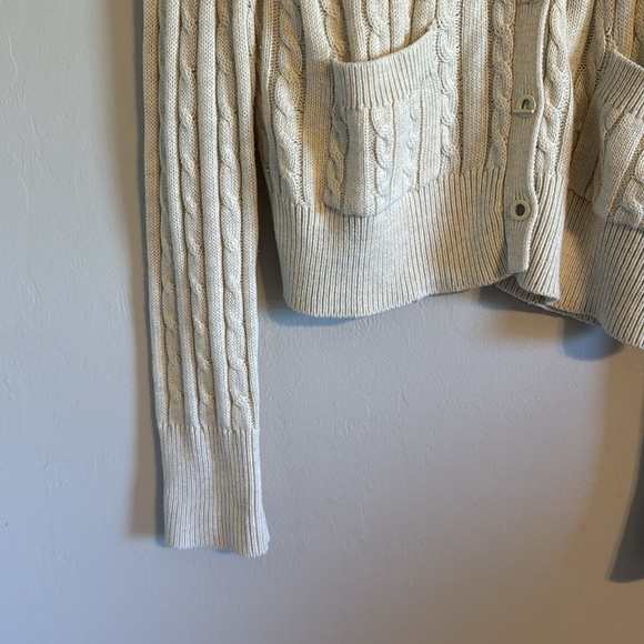 All:row Women's Cream Cable Knit Sofia cardigan Sweater cute cozy size large - Picture 3 of 9